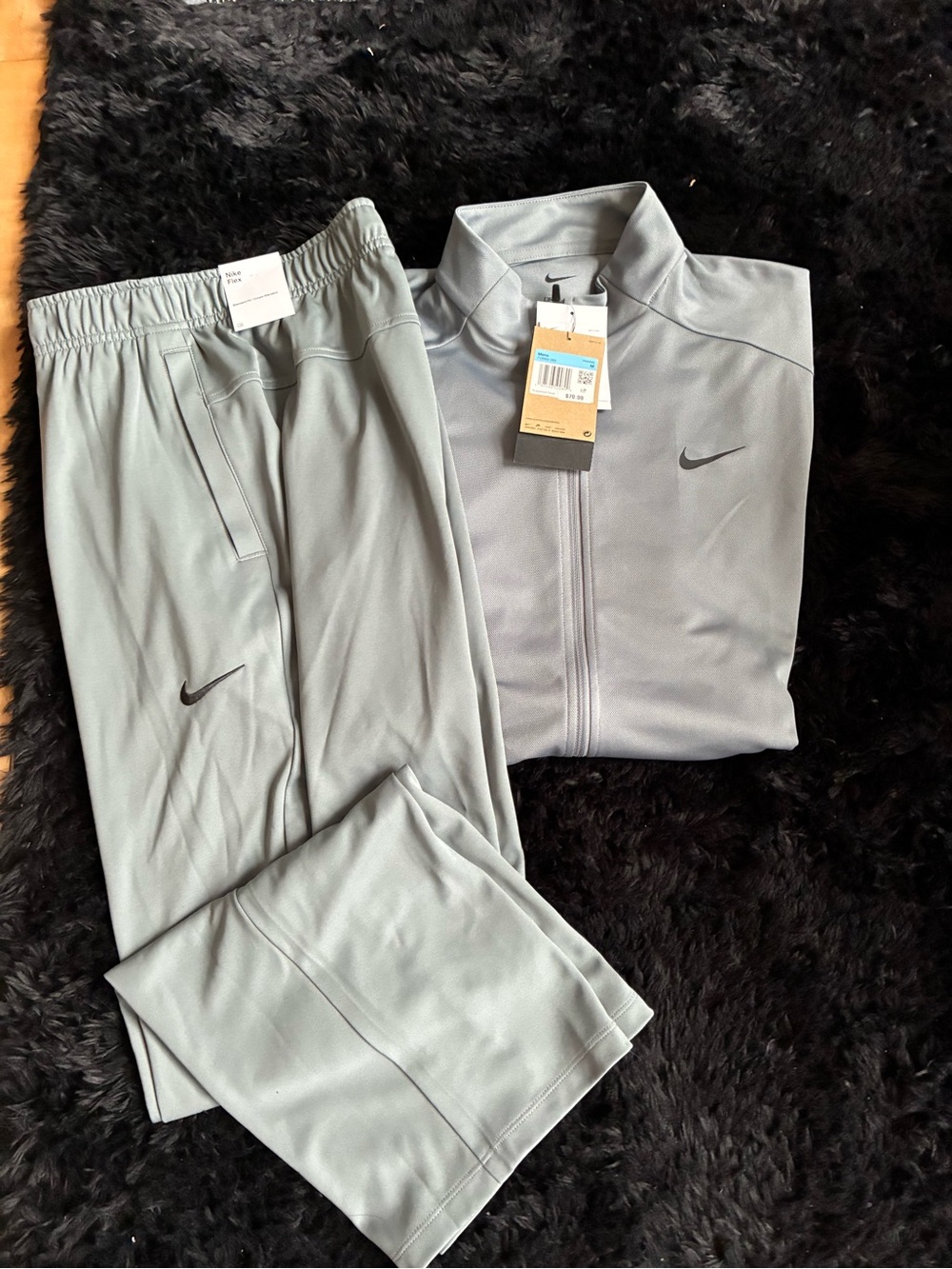 Nike Men's Light Gray Performance Track Jacket and Pants Set